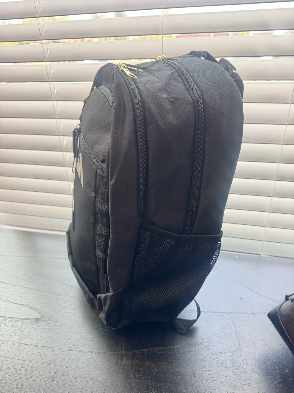 adidas Black Backpack with Pink Logo Accents